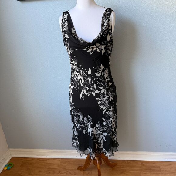 Redux Philip Dicaprio Silk Floral Sleeveless Cowl Neck Midi Dress Size 10 - Picture 1 of 7